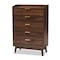 Baxton Studio Lena Mid-Century Walnut Brown Finished 5-Drawer Wood Chest 157-9535 - alternate 1